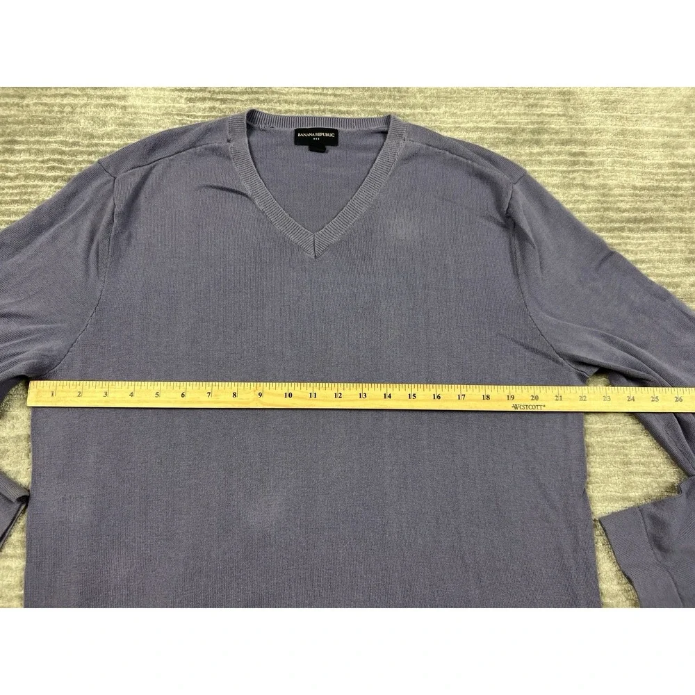 Banana Republic Sweater Mens XL Blue Long‎ Sleeve V-Neck 100% Cotton